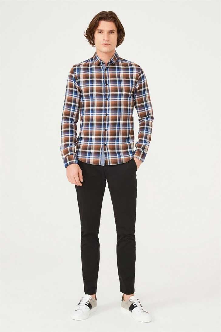 Kareli Uzun Kollu Erkek Gömlek - 2