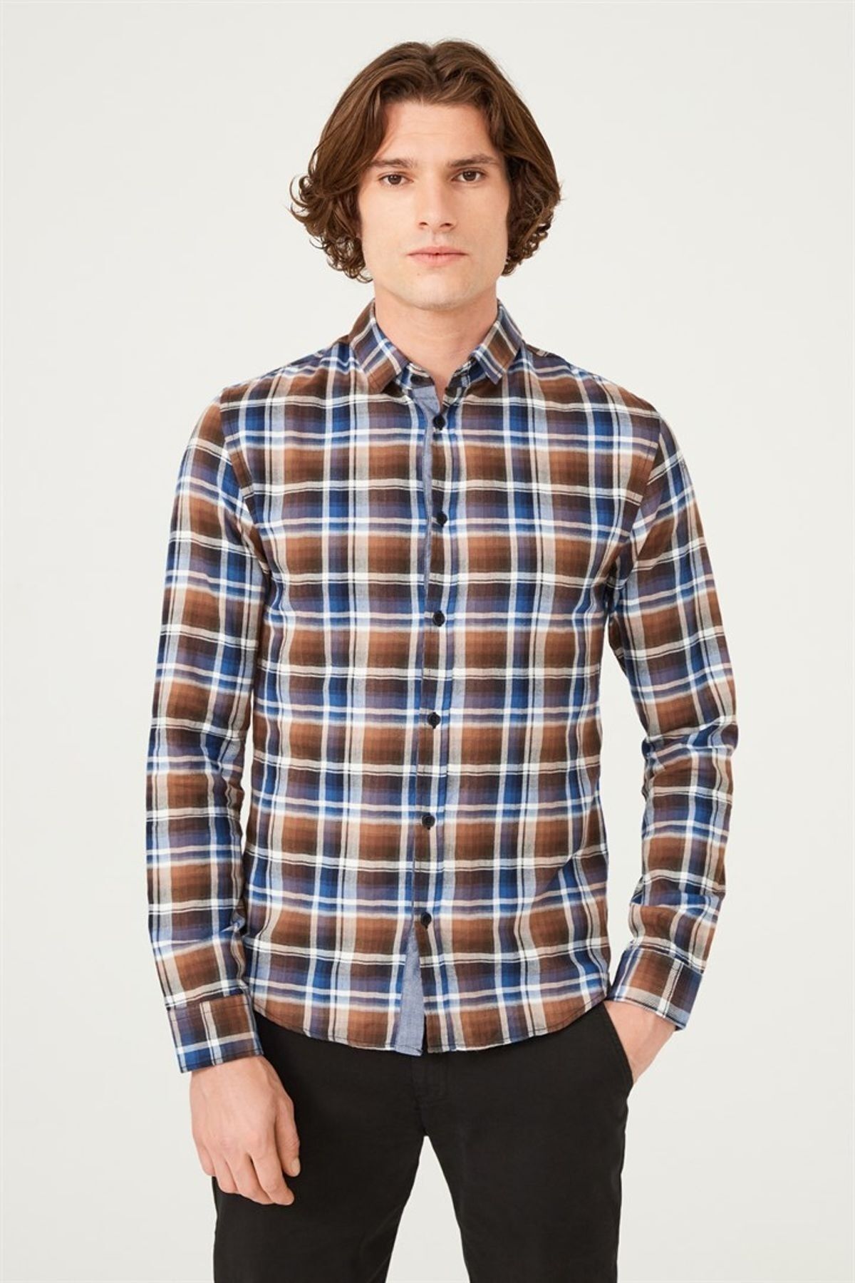 Kareli Uzun Kollu Erkek Gömlek - 5