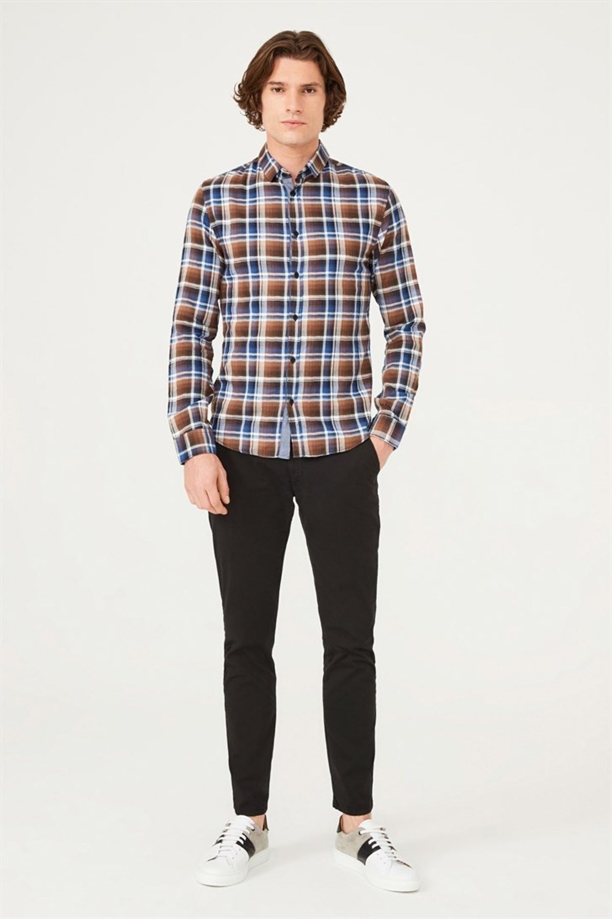 Kareli Uzun Kollu Erkek Gömlek - 6