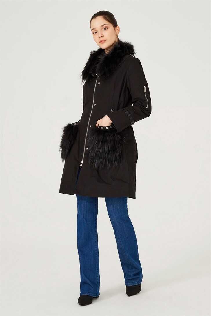 Kürk Yaka Kadın Kaban - 3