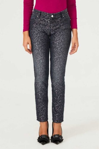 Leopar Desenli Kadın Jeans - 1