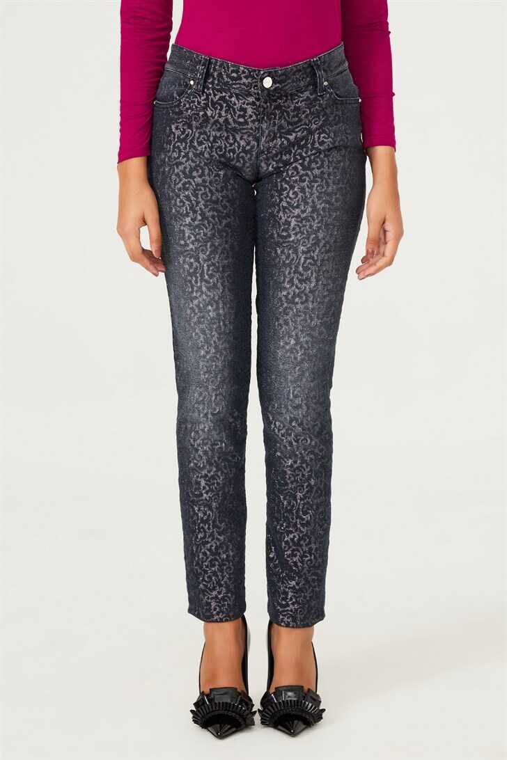 Leopar Desenli Kadın Jeans - 1