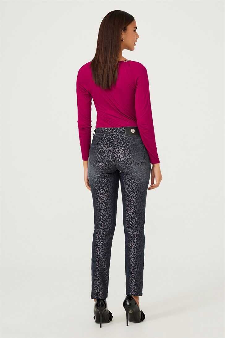 Leopar Desenli Kadın Jeans - 7