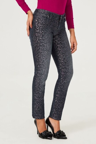 Leopar Desenli Kadın Jeans - 10