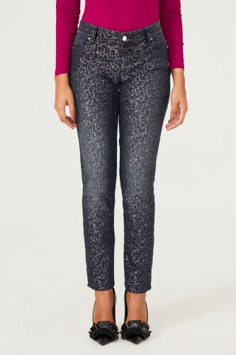 Leopar Desenli Kadın Jeans - 12