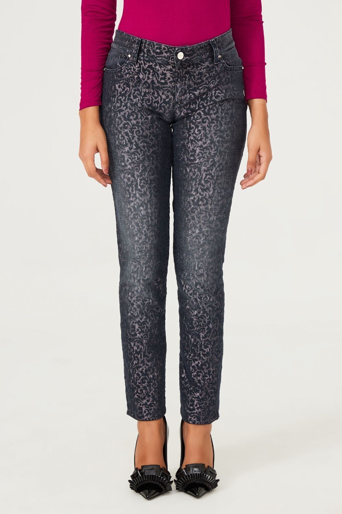 Leopar Desenli Kadın Jeans - 12