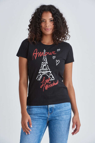 Lıove Moschino Kadın Yazılı T-Shirt - Love Moschino