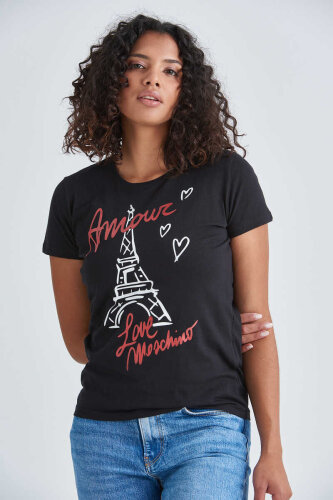 Lıove Moschino Kadın Yazılı T-Shirt - 3
