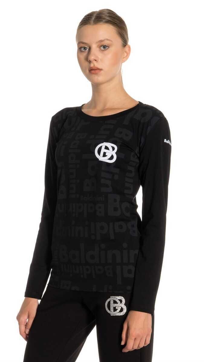 Logolu Bisiklet Yaka Kadın Uzun Kollu T-Shirt - 1