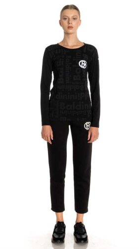 Logolu Bisiklet Yaka Kadın Uzun Kollu T-Shirt - 2