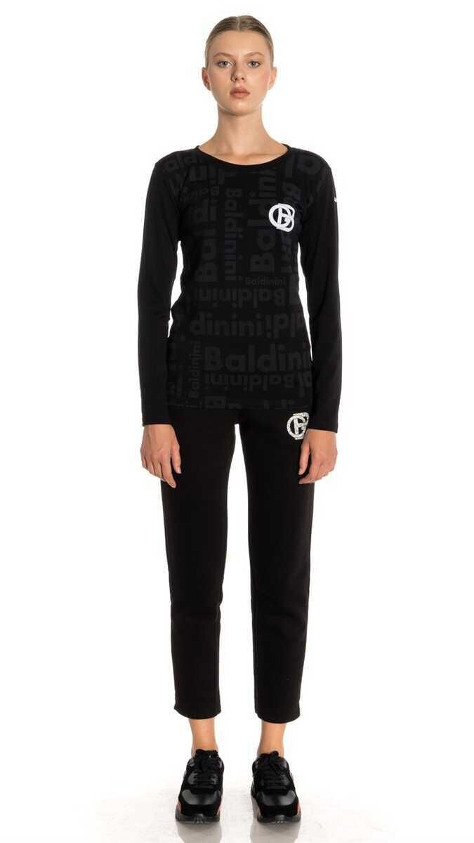 Logolu Bisiklet Yaka Kadın Uzun Kollu T-Shirt - 2