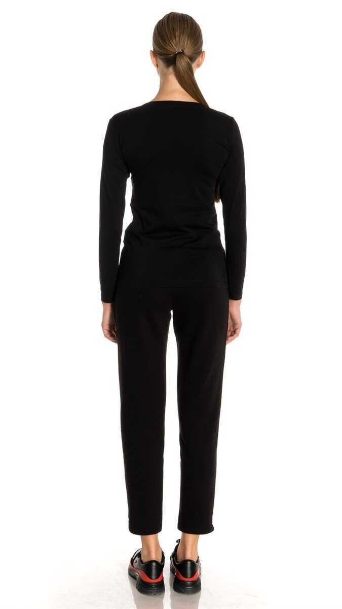 Logolu Bisiklet Yaka Kadın Uzun Kollu T-Shirt - 3