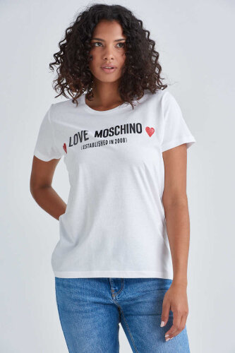 Love Moschino Bisiklet Yaka Kadın T-Shirt - 1