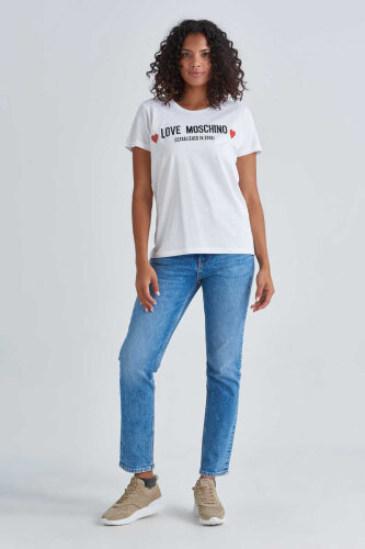 Love Moschino Bisiklet Yaka Kadın T-Shirt - 2
