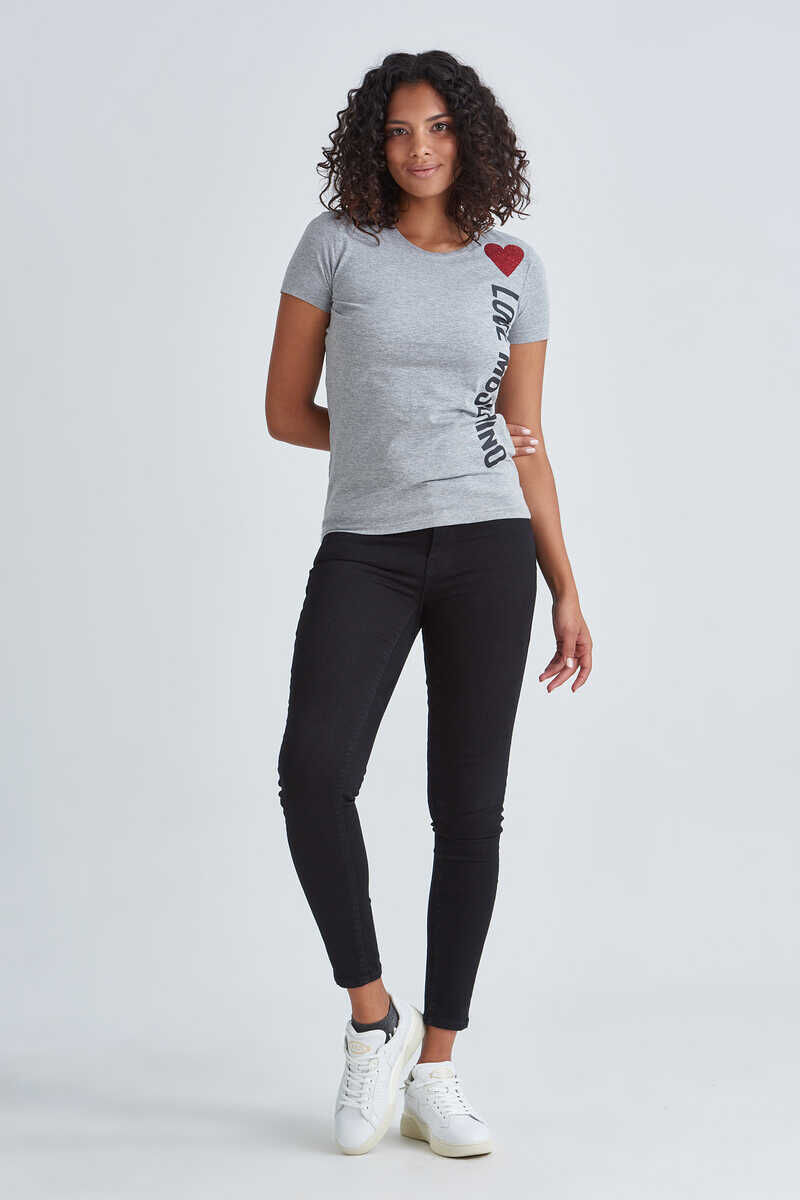 Love Moschino Bisiklet Yaka Logolu Kadın T-Shirt - 2