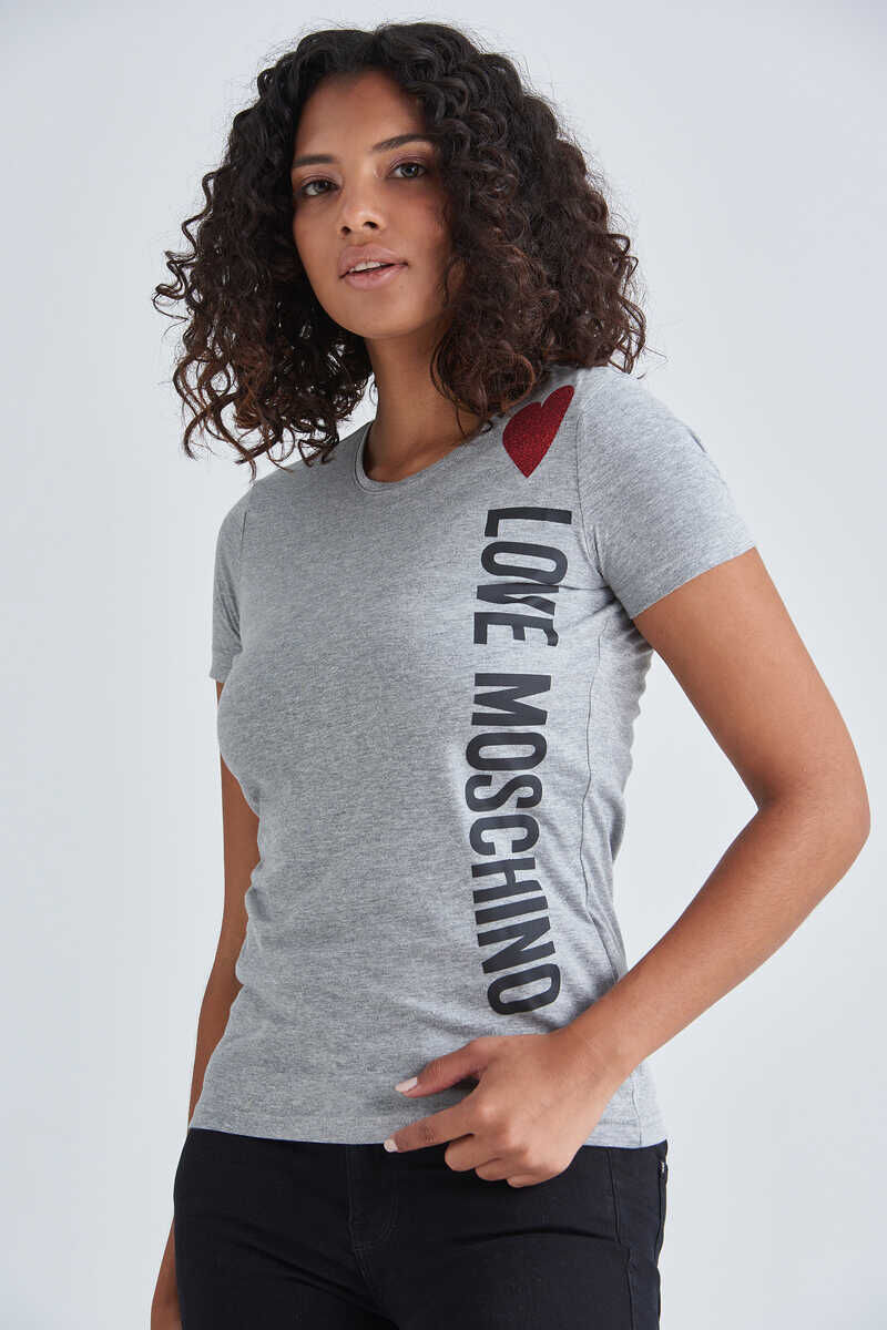 Love Moschino Bisiklet Yaka Logolu Kadın T-Shirt - 3
