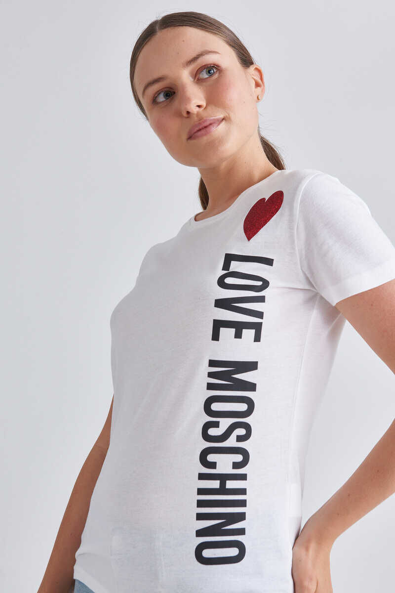 Love Moschino Bisiklet Yaka Logolu Kadın T-Shirt - 2