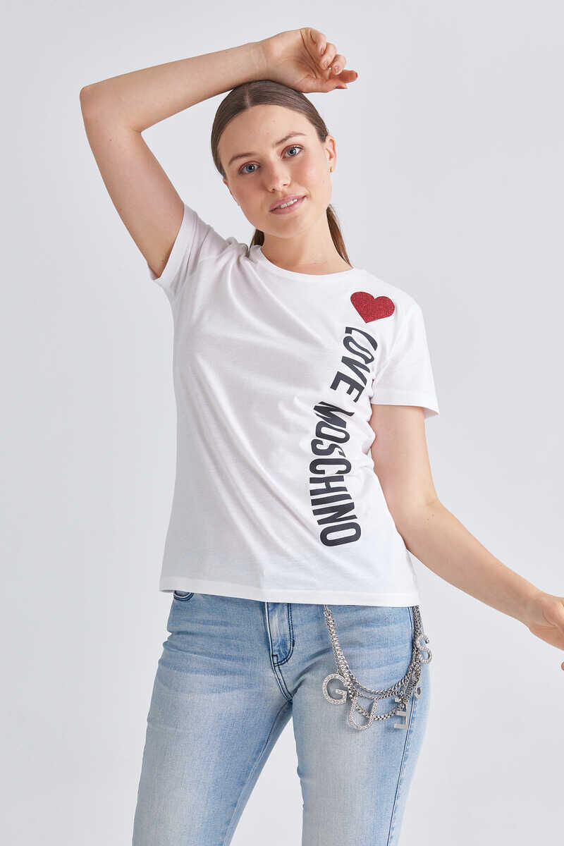 Love Moschino Bisiklet Yaka Logolu Kadın T-Shirt - 3