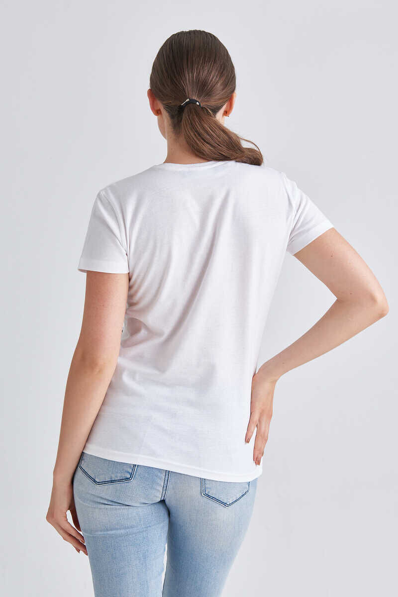 Love Moschino Bisiklet Yaka Logolu Kadın T-Shirt - 4