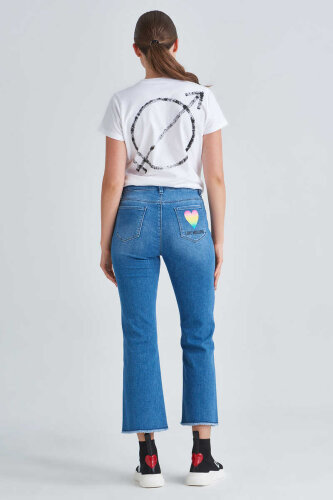 Love Moschino İspanyol Paça Crop Kadın Jean - 4