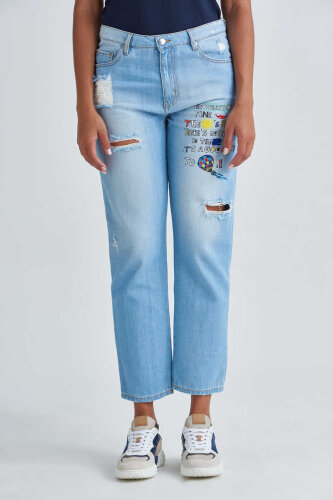 Love Moschino Kadın Boyfriend Jeans - 3