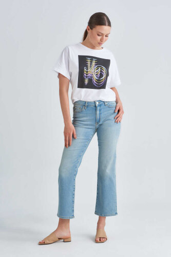 Love Moschino Kadın Crop Jeans - Love Moschino
