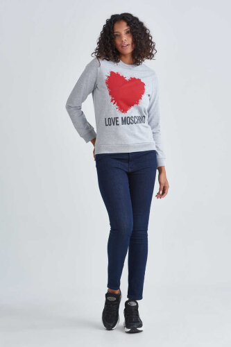 Love Moschino Kadın Kalp Logolu Sweatshirt - 2