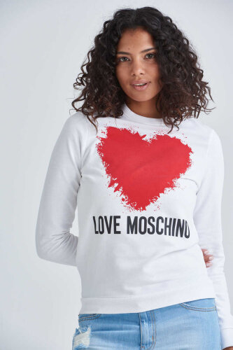 Love Moschino Kadın Kalp Logolu Sweatshirt - Love Moschino