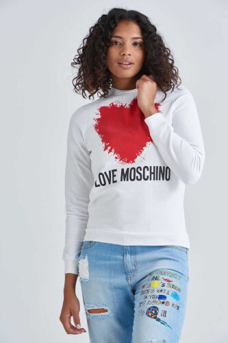 Love Moschino Kadın Kalp Logolu Sweatshirt - 3