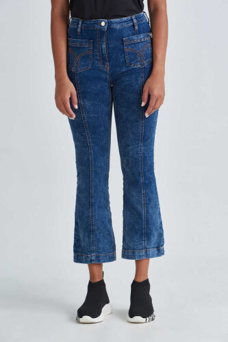 Love Moschino Kadın Kısa İspanyol Paça Jeans - 2