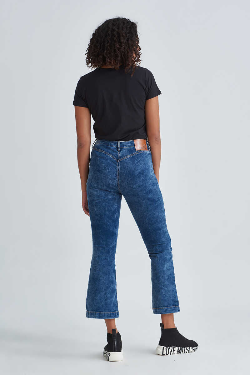 Love Moschino Kadın Kısa İspanyol Paça Jeans - 4