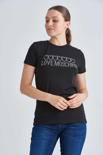 Love Moschino Kadın Taşlı T-Shirt - Love Moschino