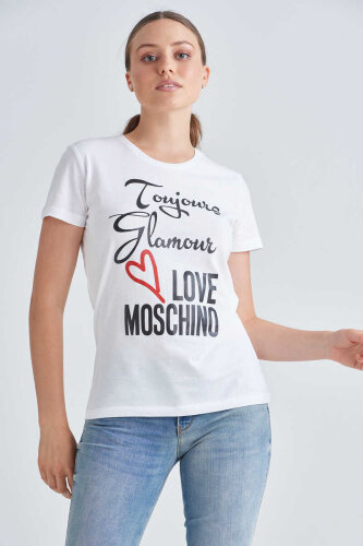 Love Moschino Kadın Yazılı T-Shirt - Love Moschino