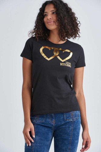 Love Moschino Logolu Bisiklet Yaka Kadın T-Shirt - 1
