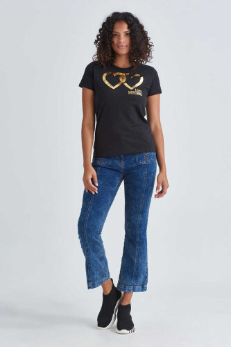 Love Moschino Logolu Bisiklet Yaka Kadın T-Shirt - 2
