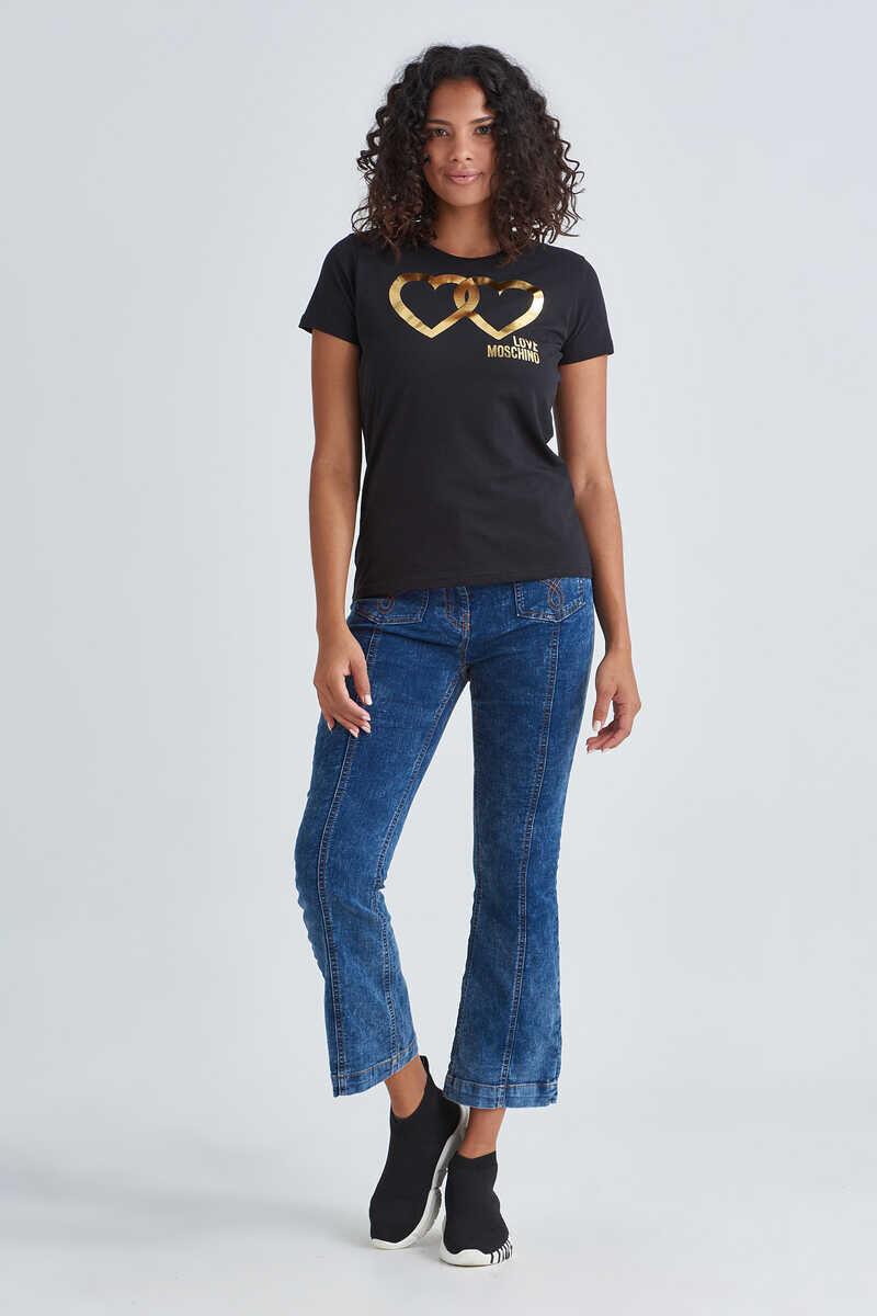 Love Moschino Logolu Bisiklet Yaka Kadın T-Shirt - 2