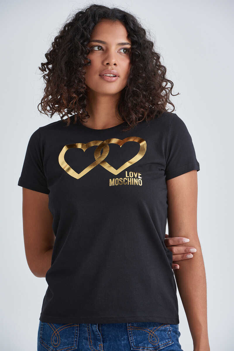 Love Moschino Logolu Bisiklet Yaka Kadın T-Shirt - 3