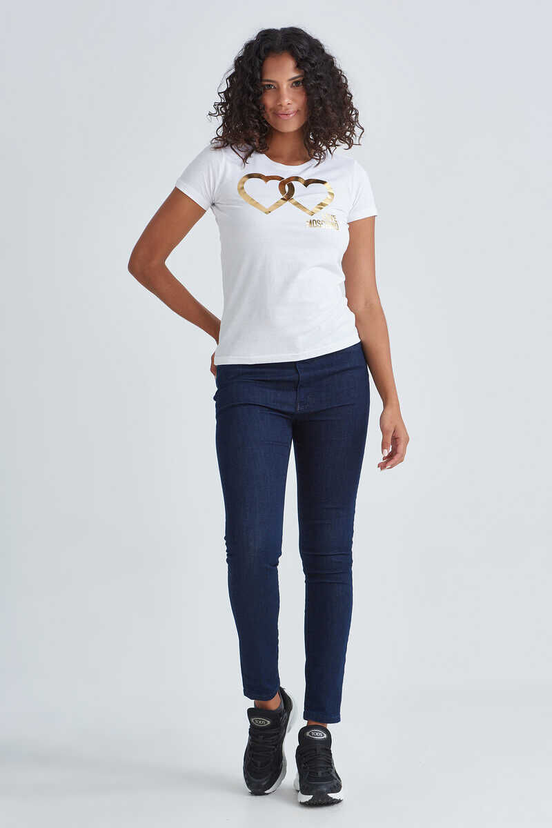 Love Moschino Logolu Bisiklet Yaka Kadın T-Shirt - 2
