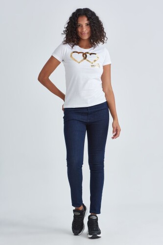 Love Moschino Logolu Bisiklet Yaka Kadın T-Shirt - 6