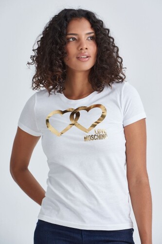 Love Moschino Logolu Bisiklet Yaka Kadın T-Shirt - 7