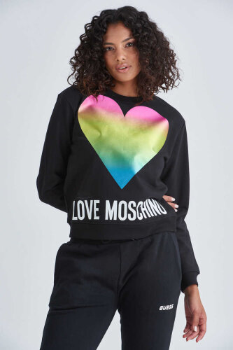 Love Moschino Renkli Basklı Kadın Sweatshirt - Love Moschino