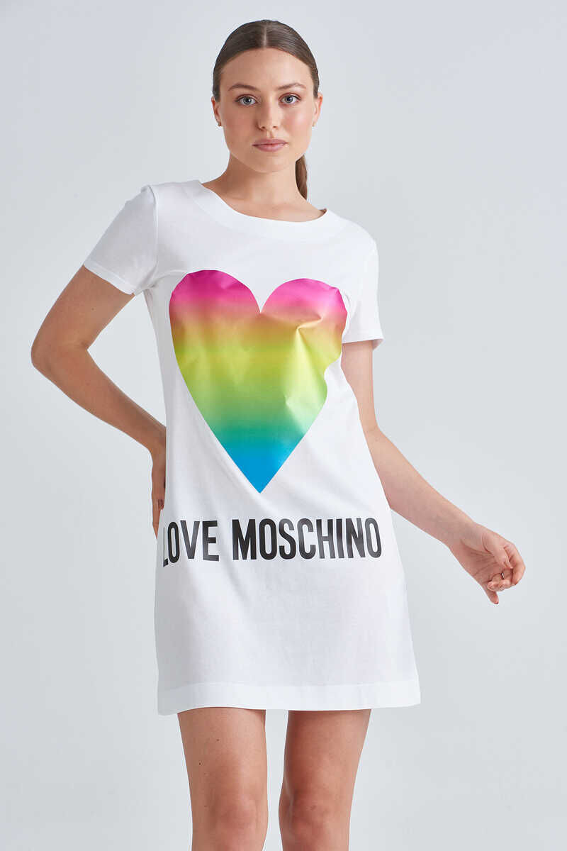 Love Moschino Renkli Kalp Baskılı Kadın Elbise - 1