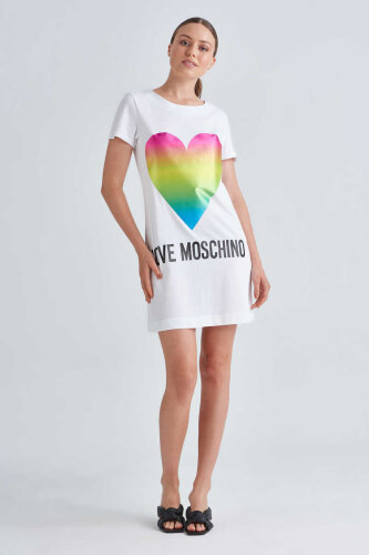 Love Moschino Renkli Kalp Baskılı Kadın Elbise - 2