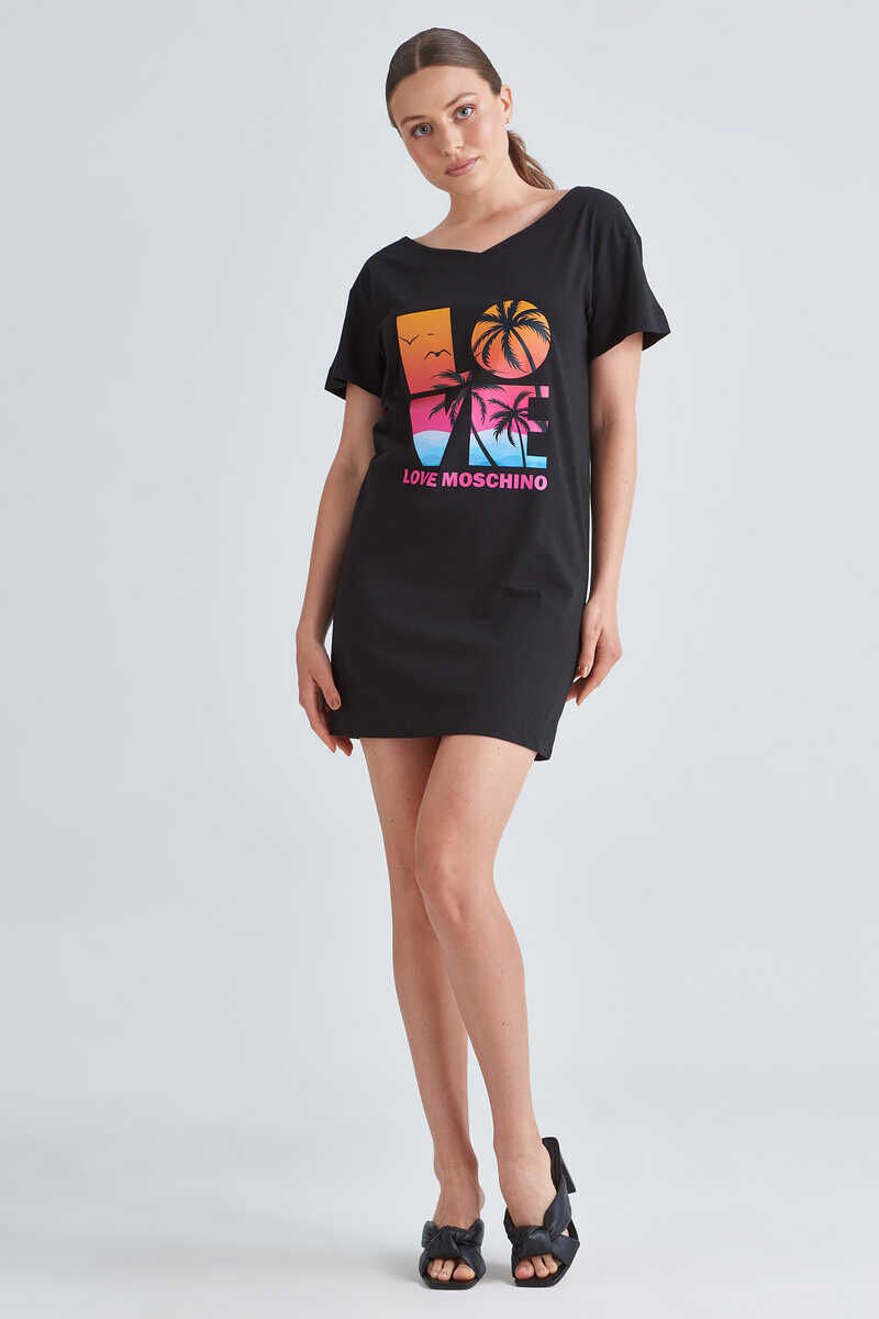 Love Moschino Yazılı Kadın Mini Elbise - 1