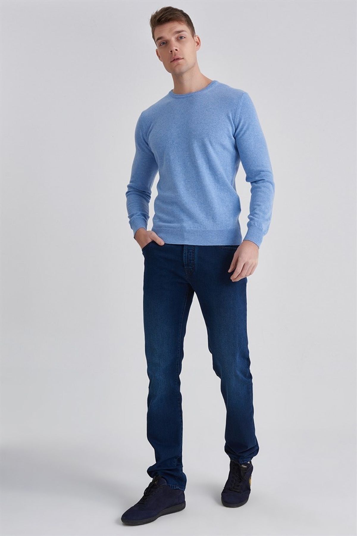 Manipur Erkek Bisiklet Yaka Kaşmir Kazak - 11