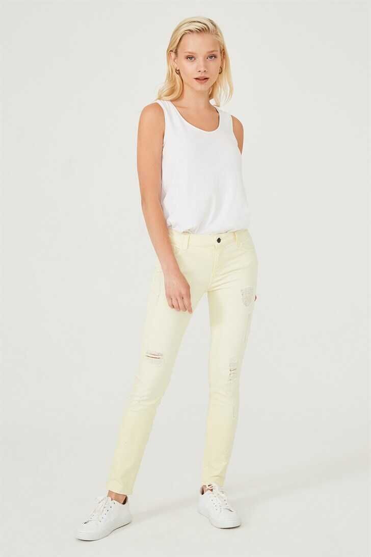 Normal Bel Dar Paça Kadın Jean Pantolon - 2