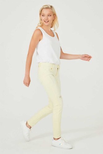 Normal Bel Dar Paça Kadın Jean Pantolon - 3