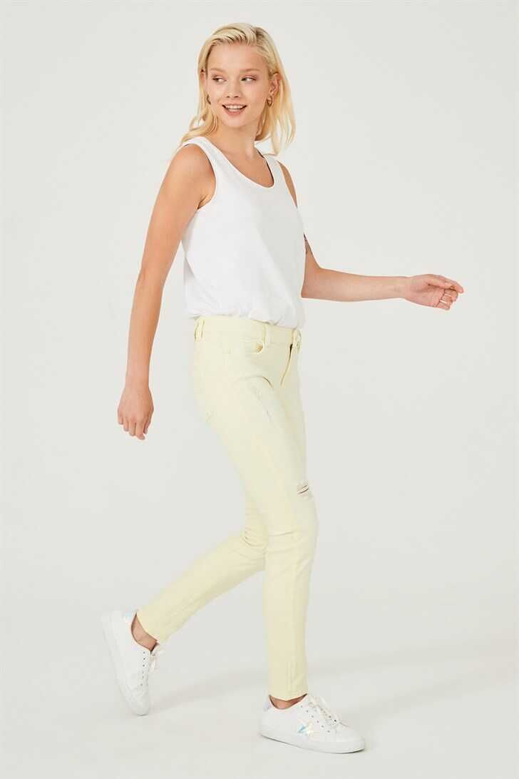 Normal Bel Dar Paça Kadın Jean Pantolon - 3