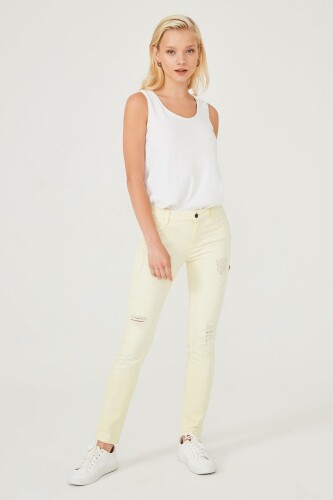 Normal Bel Dar Paça Kadın Jean Pantolon - 6