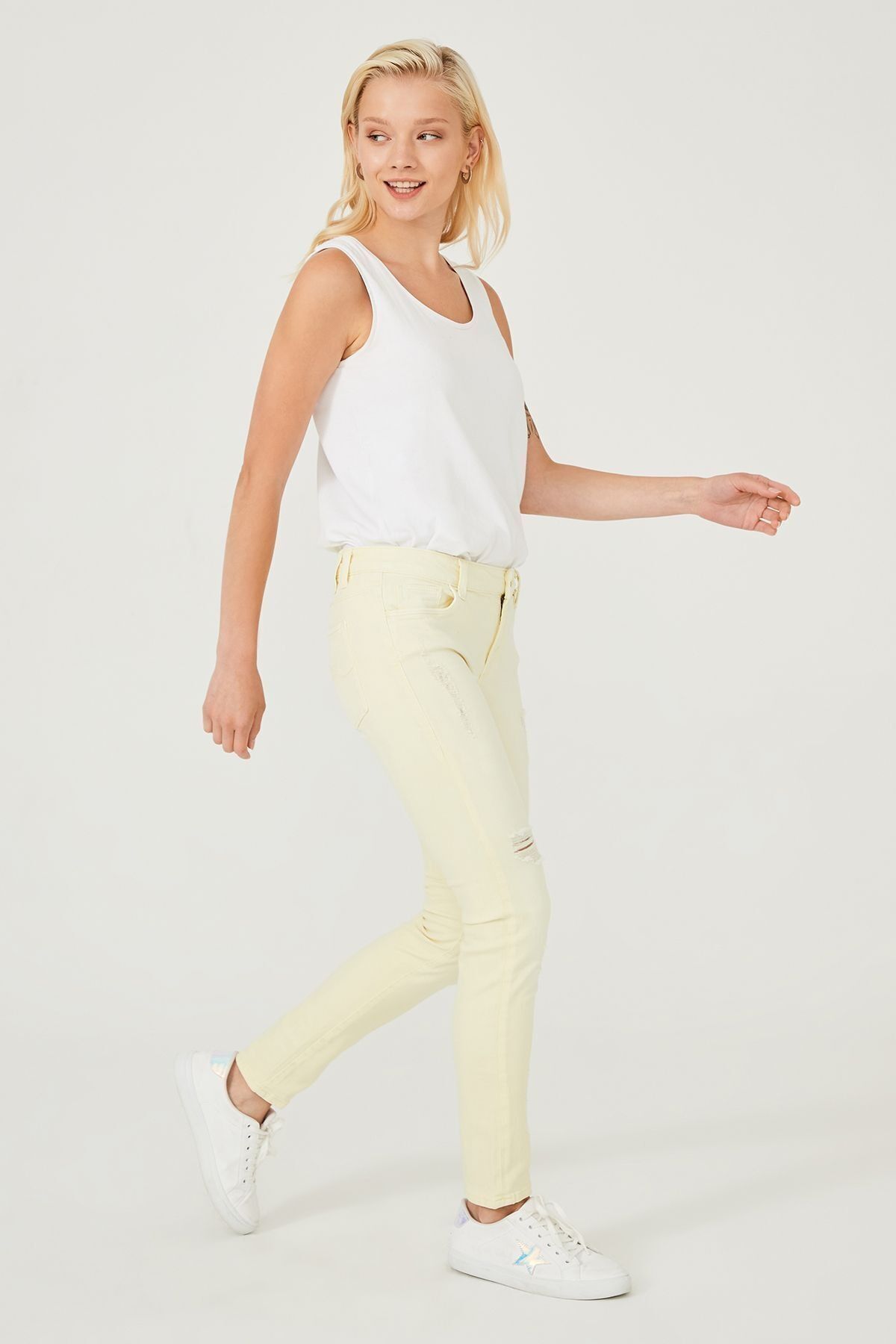 Normal Bel Dar Paça Kadın Jean Pantolon - 7